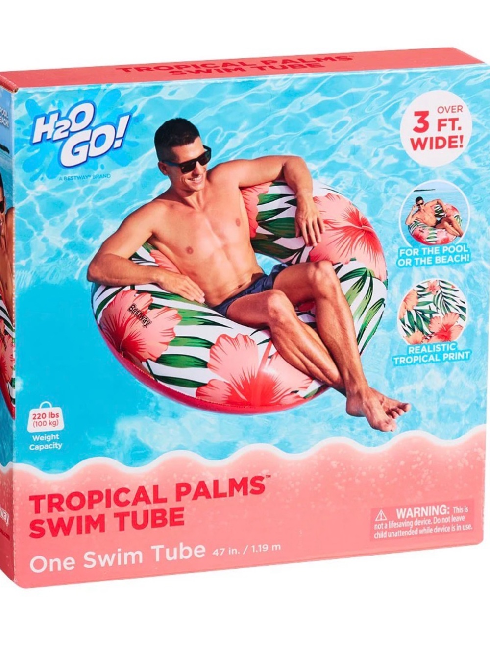 Tropical Palms Men’s Swim Tube – Pink Floral